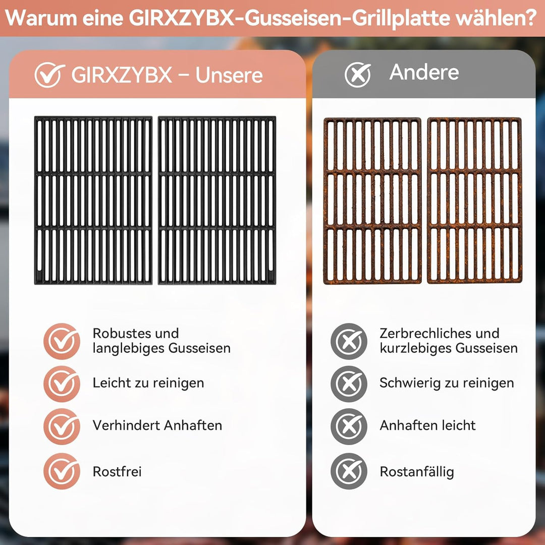 45 x 35 cm Gusseisen Grillrost für Rösle Videro G4-S, Allflame Prime 4, Grillrost Ersatz für Enders