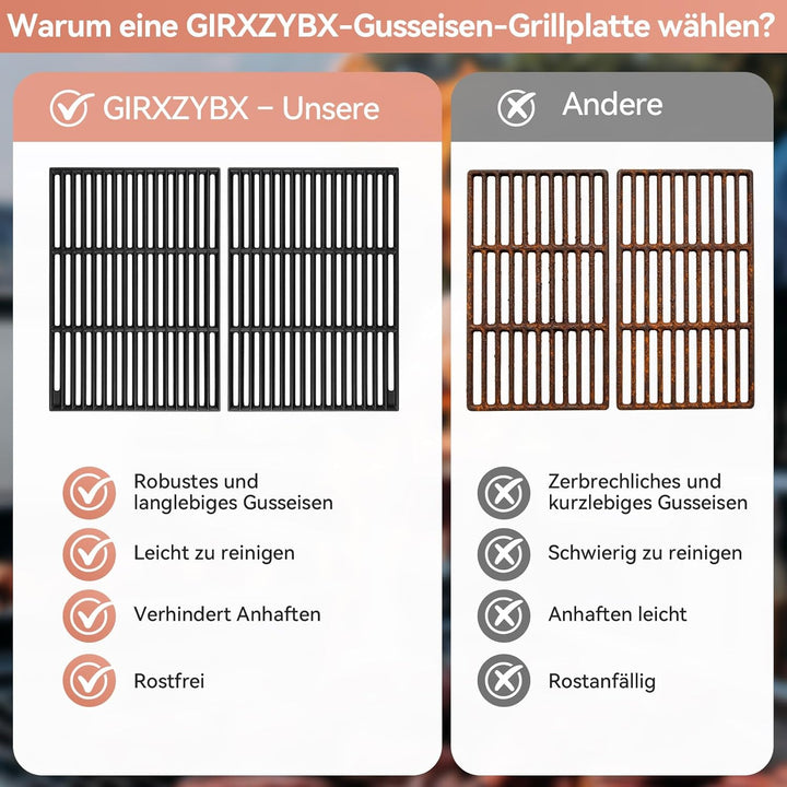 45 x 35 cm Gusseisen Grillrost für Rösle Videro G4-S, Allflame Prime 4, Grillrost Ersatz für Enders