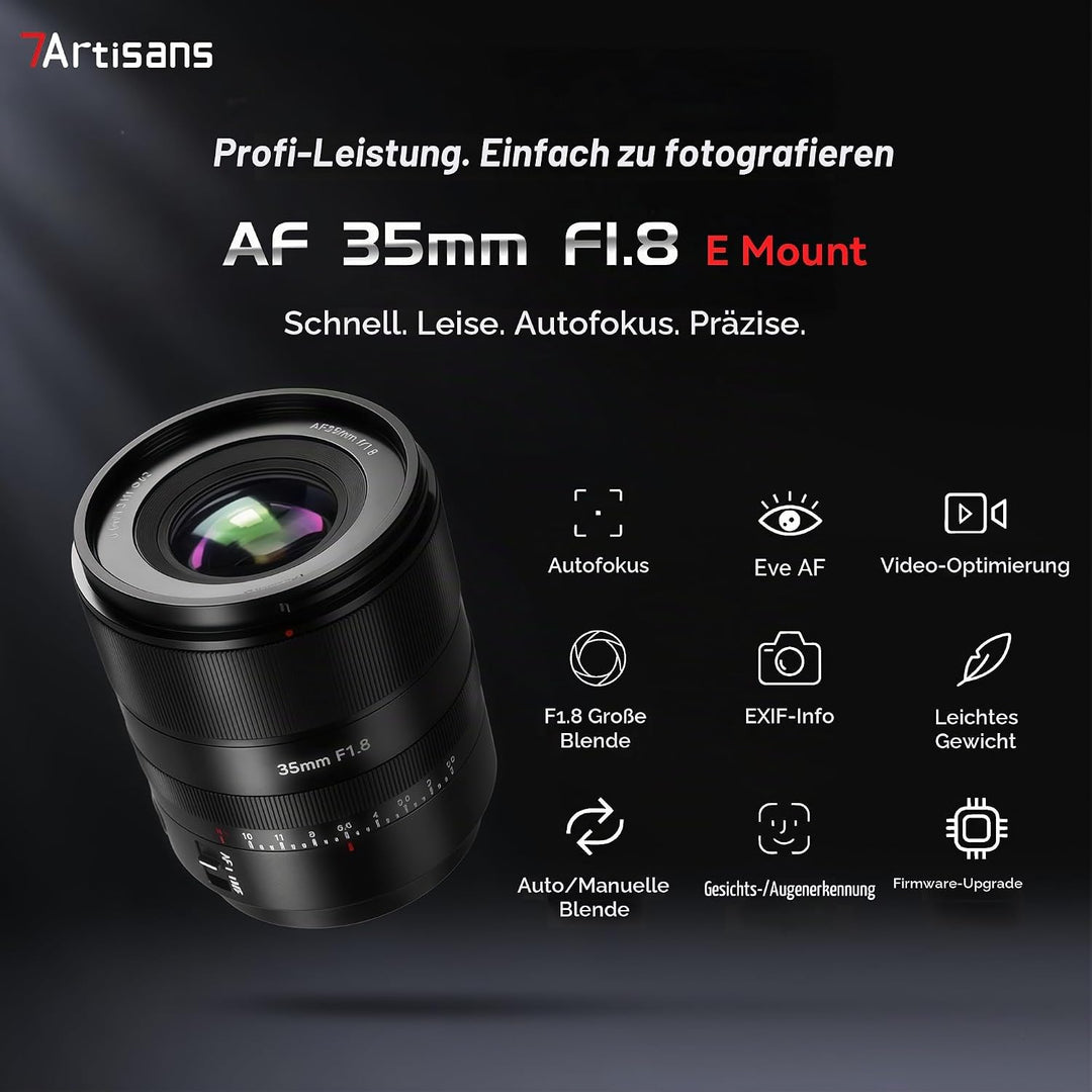 7artisans AF 35mm f1.8 Vollformat objektiv, kompatibel mit L Mount Bajonett, grosse Blende,Prime,STM