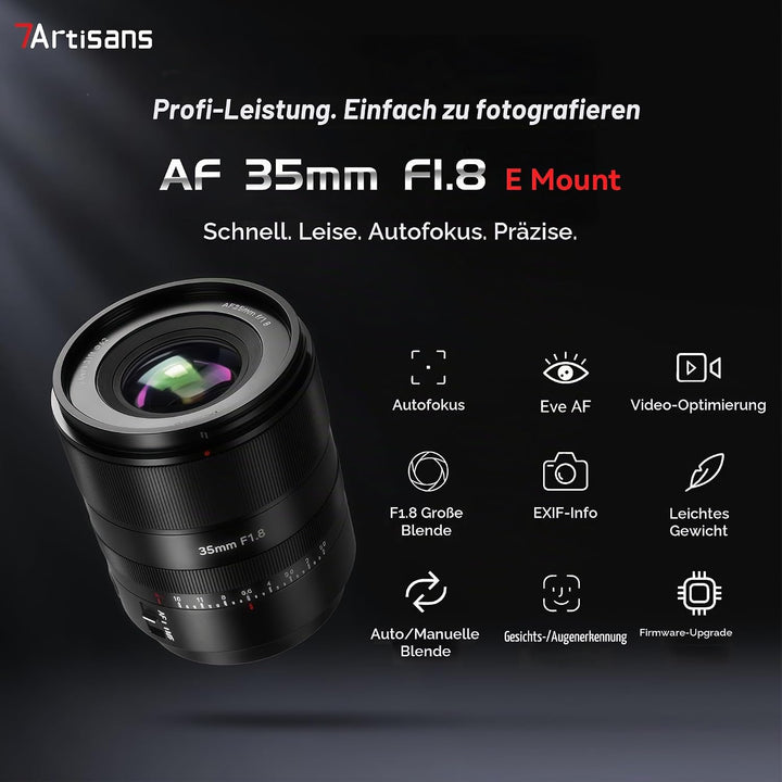 7artisans AF 35mm f1.8 Vollformat objektiv, kompatibel mit L Mount Bajonett, grosse Blende,Prime,STM