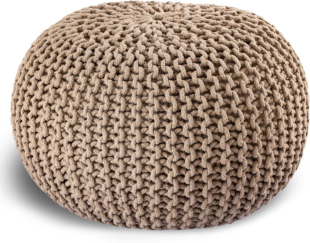 casamia Pouf Ø 55 o. 45 cm Sitzpouf Strickhocker Sitzpouf Bodenkissen nachhaltig Grobstrick Optik Gr