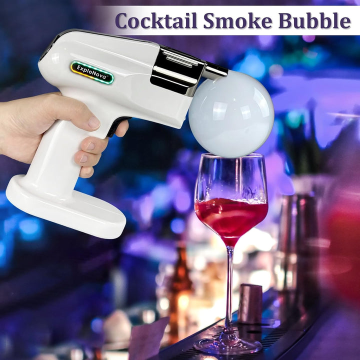 cocktailmaschine mit 5 Aroma Pods, essbarer Blase, Cocktail Bubble Smoke Gun, Whiskey Smoker Kit, pe