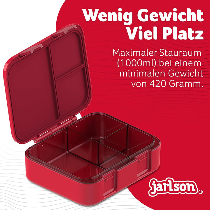 JARLSON® Brotdose Kinder mit Fächern MILI [AUSLAUFSICHER] Bento Lunchbox für Schule, Kita & Kinderga
