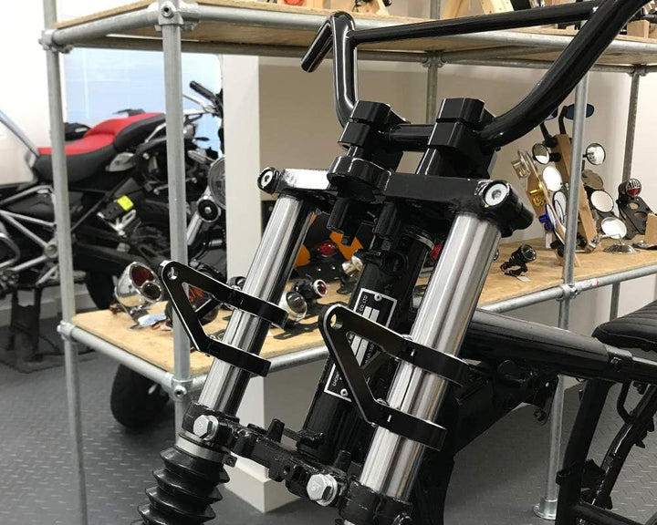 Motorrad Scheinwerfer-Halter mit Kurzen Arme Für Massgefertigt Projekt Motorrad - Schwarz, 38-39mm,