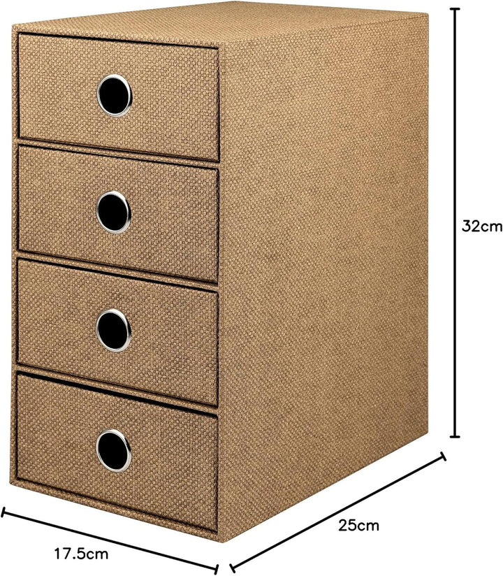 Rössler 1524452604 - S.O.H.O. 4er Schubladenbox für DIN A5, mit Griffloch, Special Line Hazelnut, 25