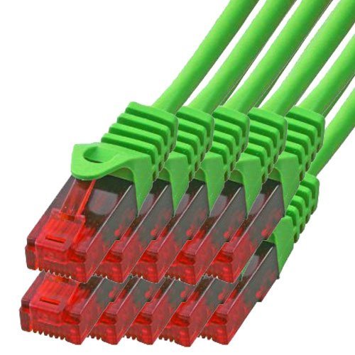 BIGtec - 10 Stück - 15m Gigabit Netzwerkkabel Patchkabel Ethernet LAN DSL Patch Kabel grün (2x RJ-45
