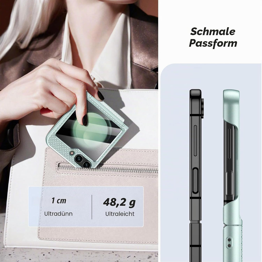 Doeshine for Samsung Galaxy Z Flip 5 Hülle mit Scharnierschutz &amp; Displayschutzfolie, Rutschfester Te