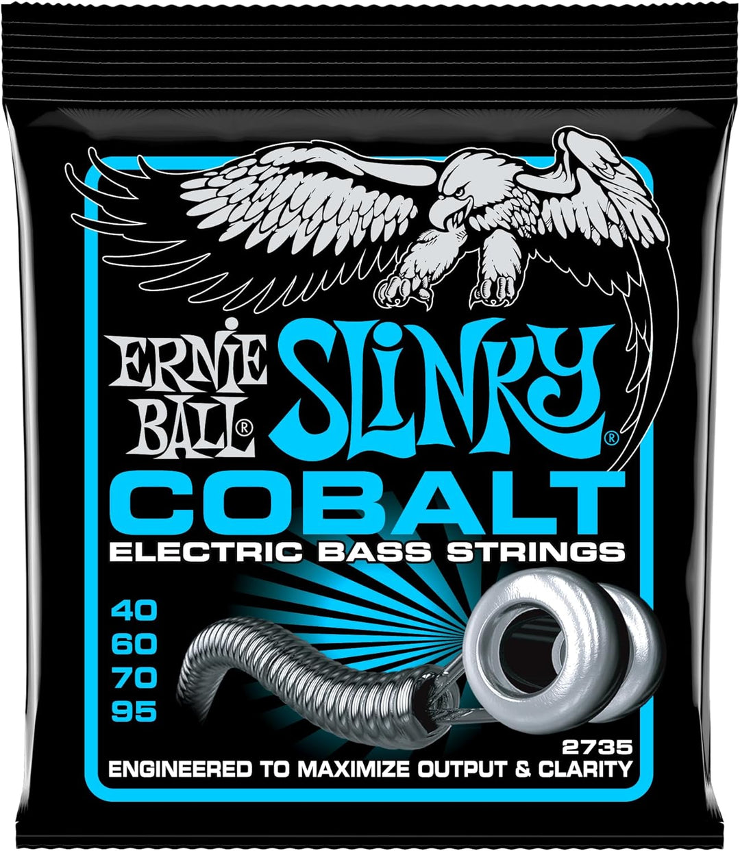 Ernie Ball Extra Slinky Cobalt E-Bass-Saiten, Stärke 40–95 Extra (40-95) 4-Saiter, Extra (40-95) 4-S