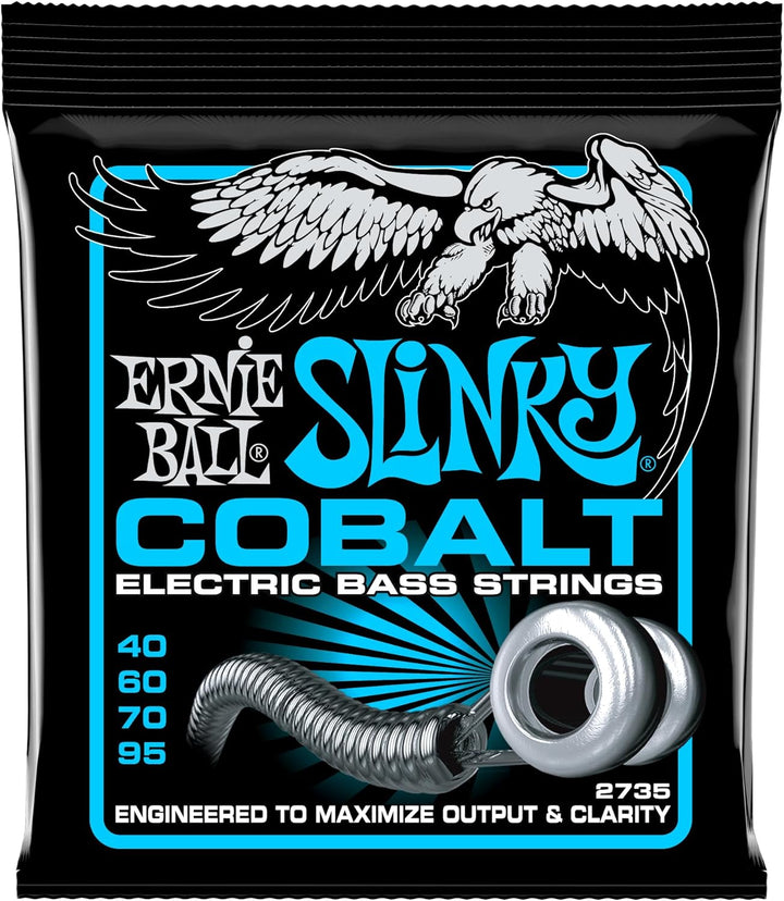 Ernie Ball Extra Slinky Cobalt E-Bass-Saiten, Stärke 40–95 Extra (40-95) 4-Saiter, Extra (40-95) 4-S