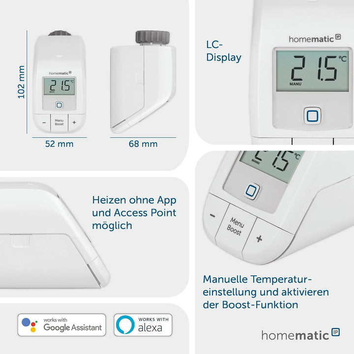 Homematic IP Smart Home Starter Set Heizen + Wandthermostat – basic, digitale Raumtemperaturmessung
