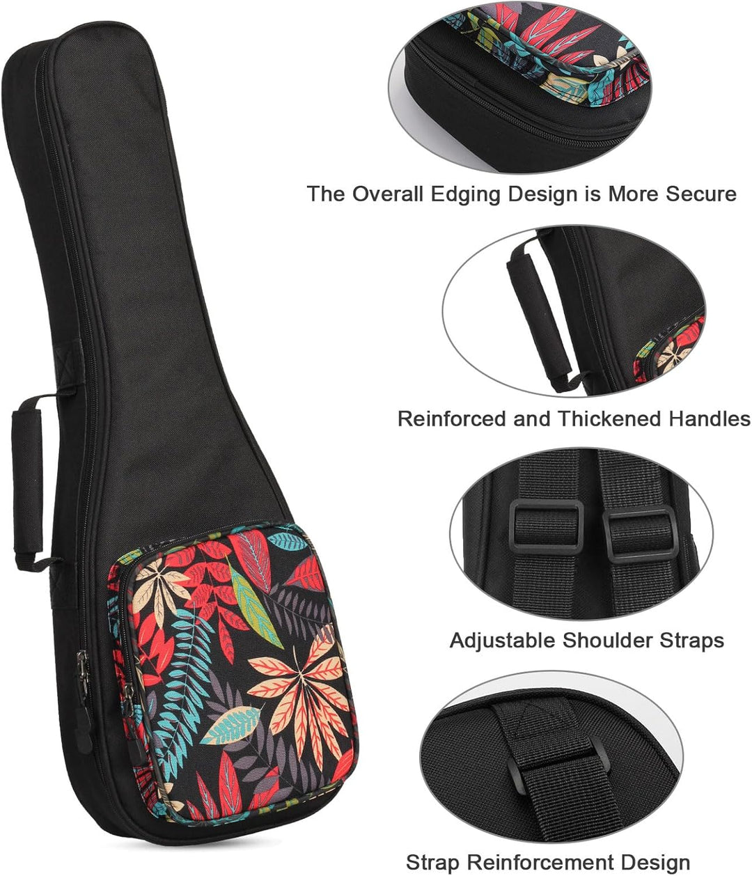SHANNA Bunte Ukulele Tasche 21 Zoll Gigitasche Gigbag, Ukulelenhülle mit Verstellbarem Schultergurt
