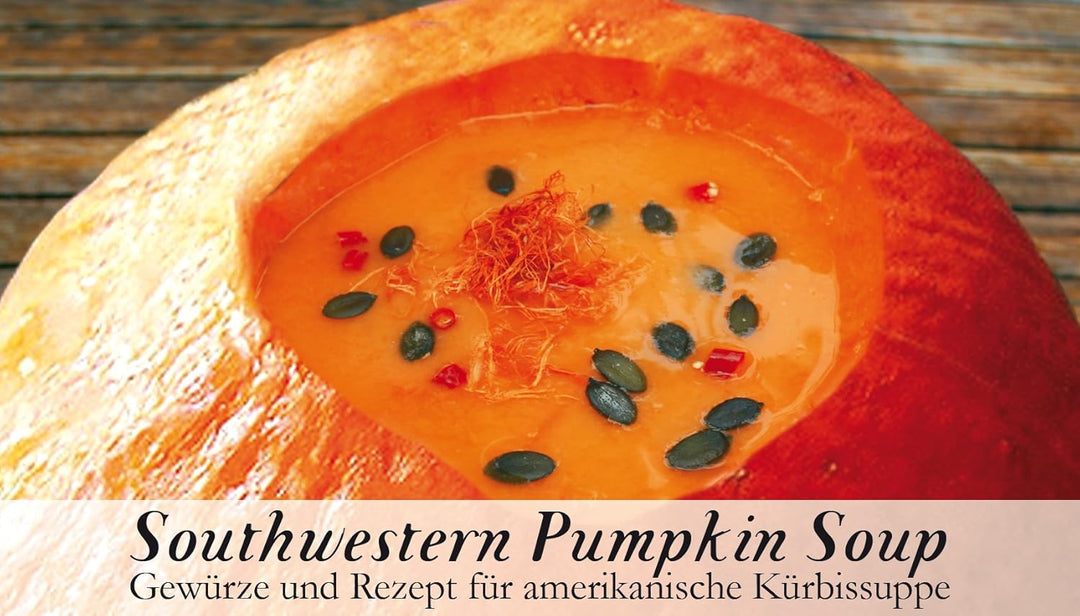 Southwestern Pumpkin Soup – 8 Gewürze Set für den Amerikanische Kürbissuppe (54g) – in einem schönen
