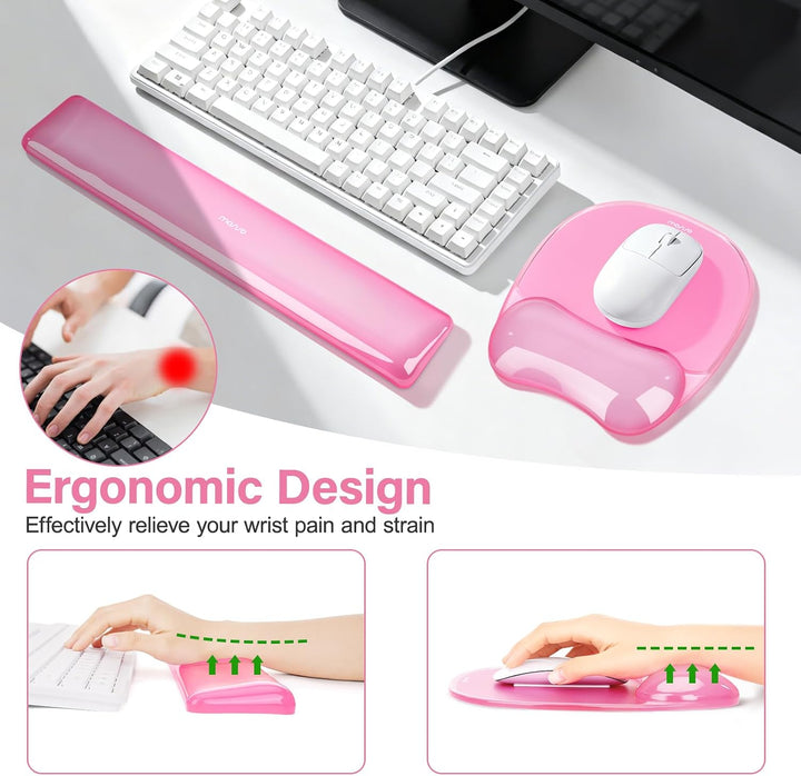 MOSISO Handgelenkauflage Gel für Mauspad Tastatur Set, Unregelmässig Ovales Ergonomisches Mauspad Ta