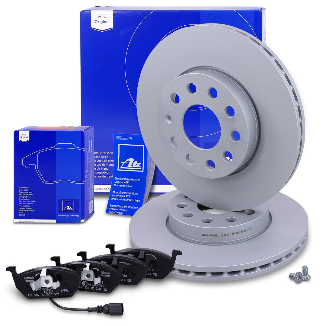 ATE Bremsenset Vorderachse inkl. Bremsscheiben vorne Ø 276 mm belüftet und Bremsbeläge vorne + Versc
