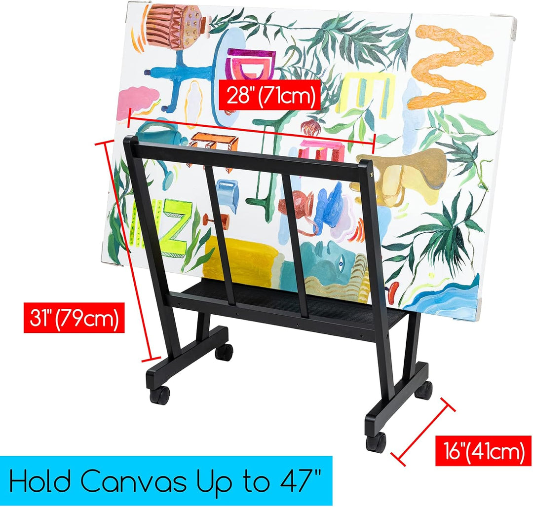 MEEDEN Holz-Druckregal, Künstler-Aufbewahrungs- und Ausstellungsregal, Kunst-Trockenregal mit Rollen