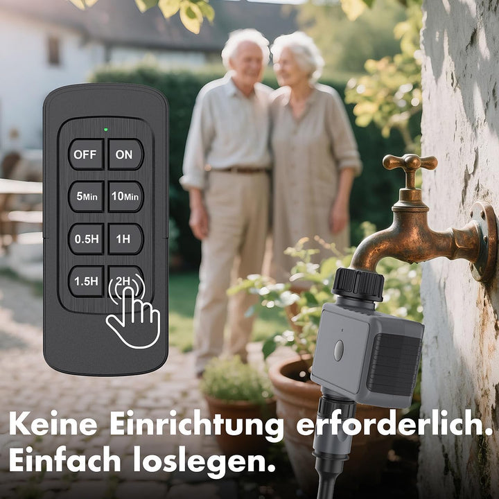 Royal Gardineer Funk-Bewässerungsautomat: Bewässerungscomputer mit Ventil, Funk-Fernbedienung, IP55,