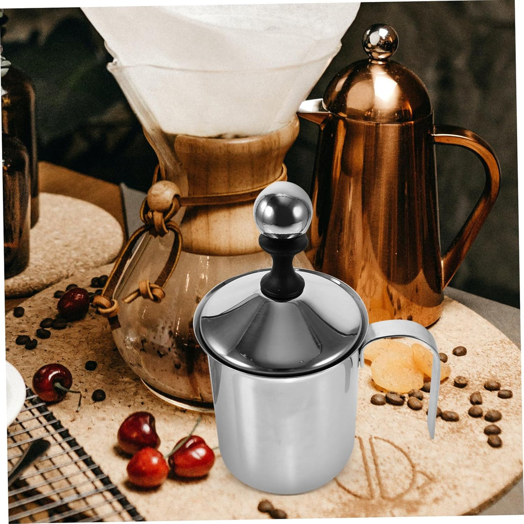 TOYANDONA Milchaufschäumer Manuell Aus Edelstahl Mit Doppelgitter-belüfter Handpumpe Für Cappuccino