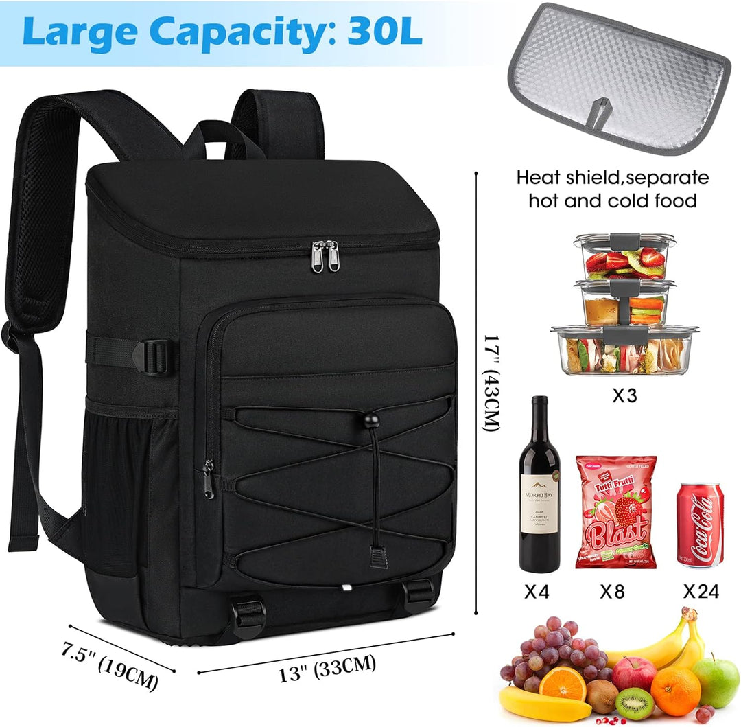 NUBILY Kühlrucksack 30L Wasserdichten Kühltasche Rucksack Gross Isolierte Kühltasche Thermo Lunchtas