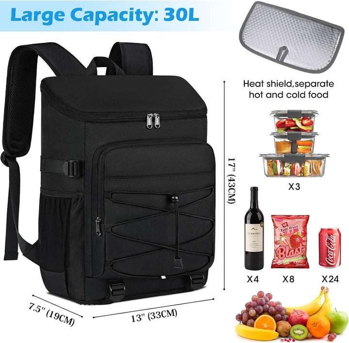 NUBILY Kühlrucksack 30L Wasserdichten Kühltasche Rucksack Gross Isolierte Kühltasche Thermo Lunchtas