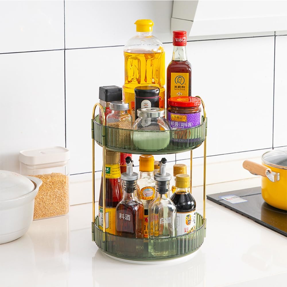 ROWNYEON Make up Organizer 360° Drehbar Kosmetik Organizer,Hautpflege Parfüm Organizer, 2 Lagen BadO