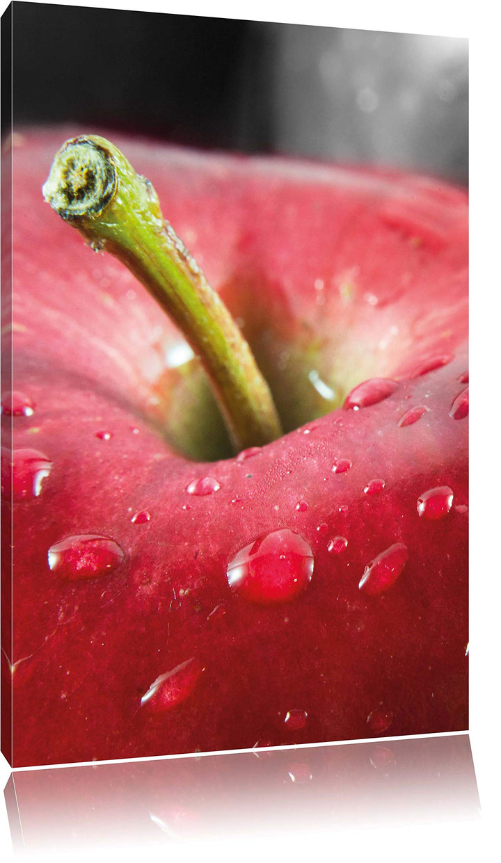 Pixxprint knackiger Apfel mit Wassertropfen als Leinwandbild/Grösse: 100x70 cm/Wandbild/Kunstdruck/f