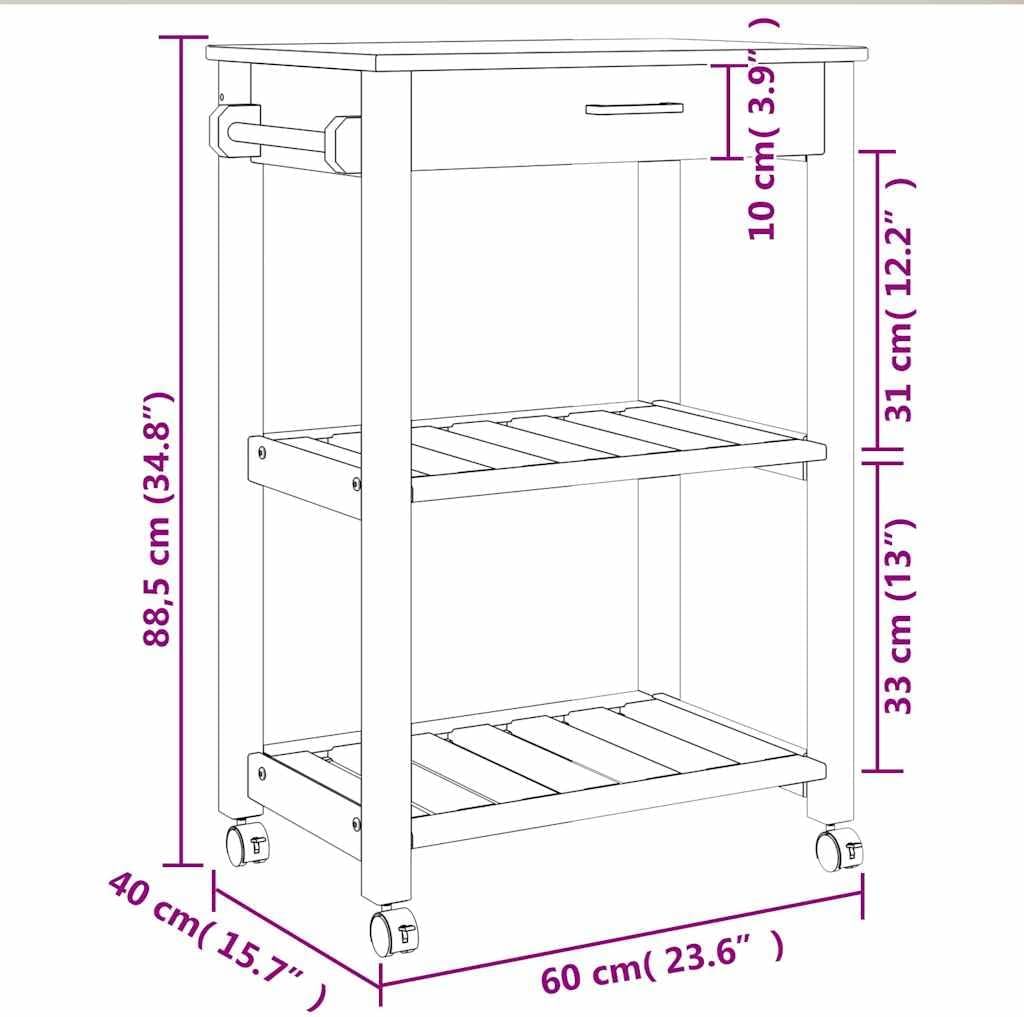 vidaXL Küchenwagen, Servierwagen mit viel Stauraum, Beistellwagen für Küche Wohnzimmer Badezimmer, T