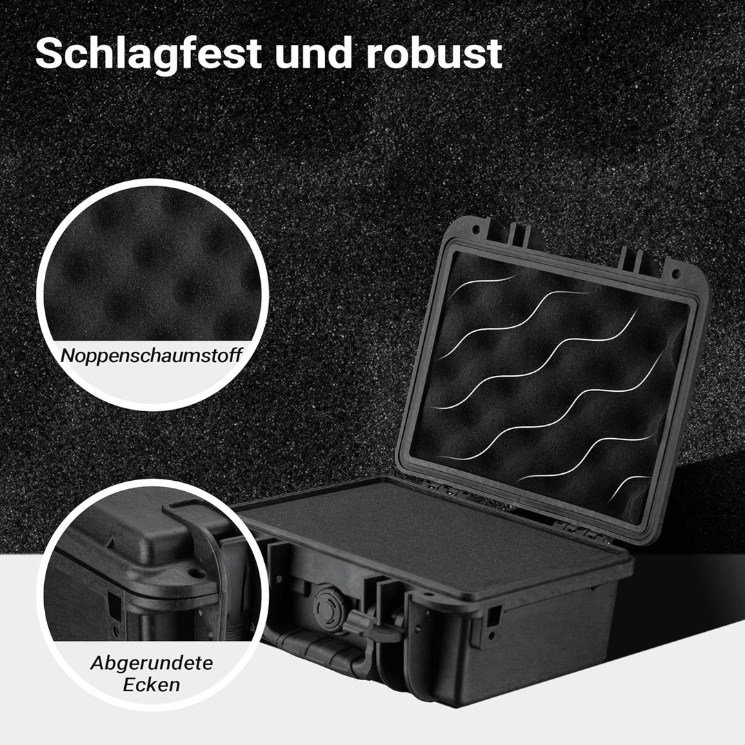 Wiltec Universalkoffer 25 x 21,8 x 11,3 cm, wasserdichter Transportkoffer, Schutzkoffer aus PP und G