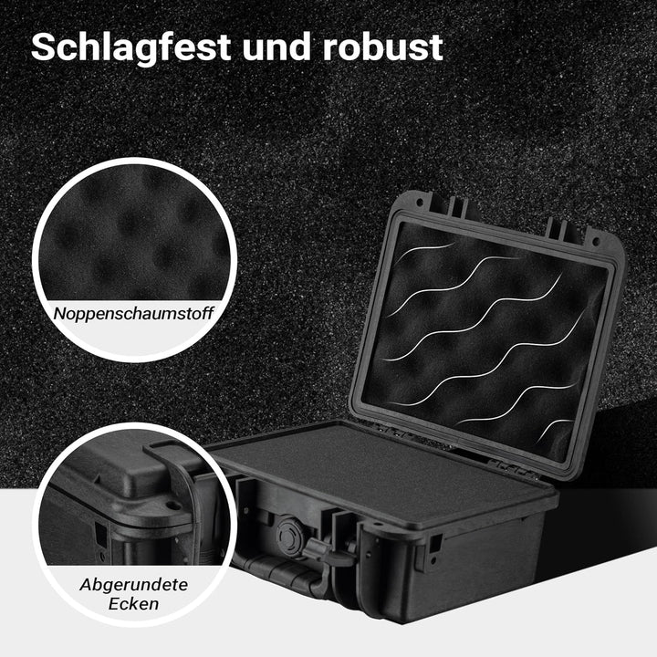 Wiltec Universalkoffer 25 x 21,8 x 11,3 cm, wasserdichter Transportkoffer, Schutzkoffer aus PP und G