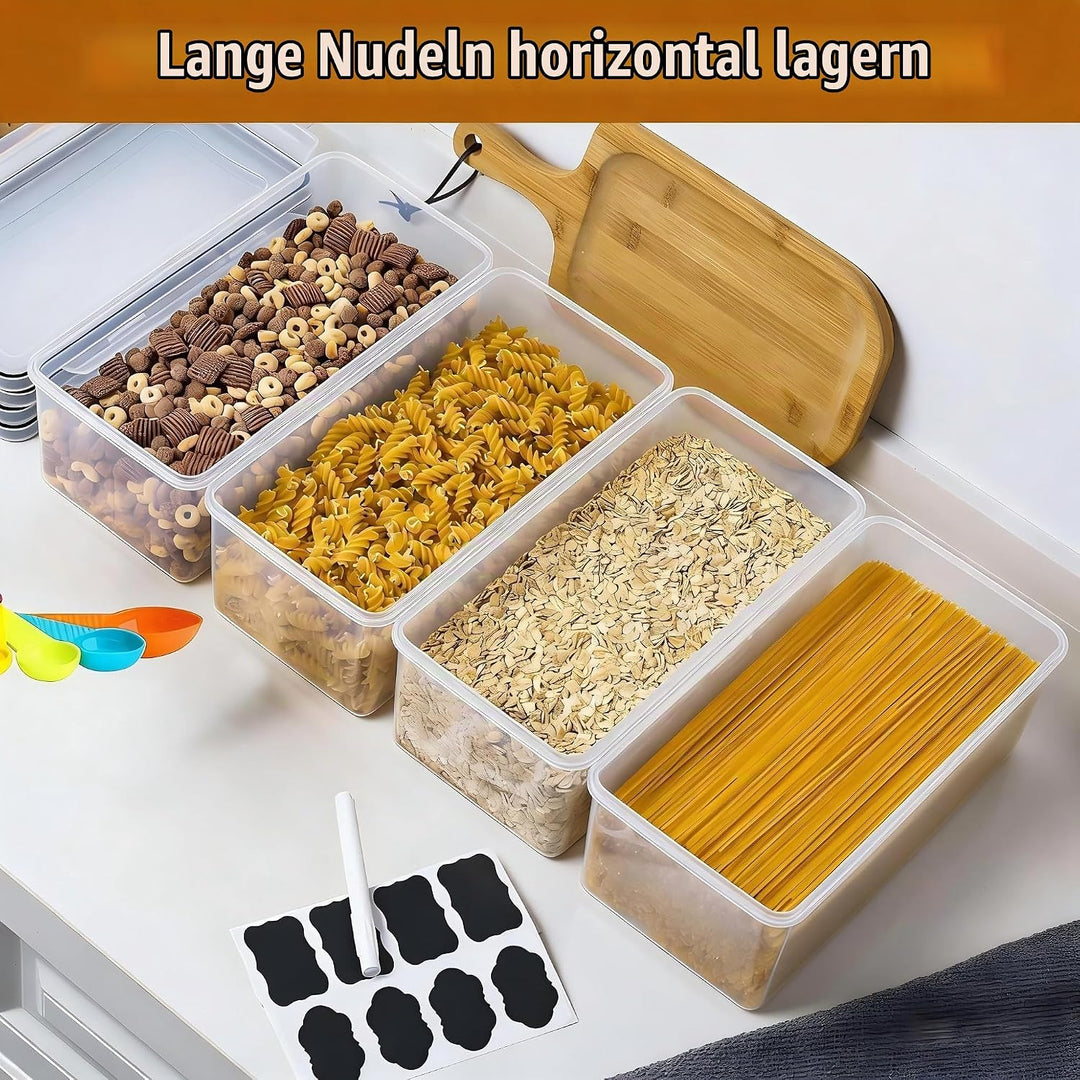 stusgo 4PCS 3.2L luftdicht Lebensmittel Lagerung Container mit Deckel, Kunststoff Pasta Jar für Past