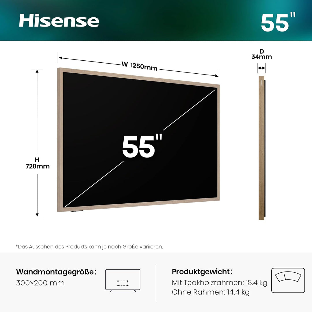 Hisense 55S7DS Canvas TV, 55 Zoll, 4K QLED, Kunst-Galerie, Hi-Matte Display, UltraSlim Wandhalterung