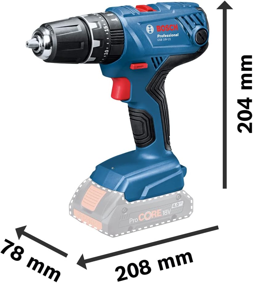 Bosch Professional 18V System Akku Schlagbohrschrauber GSB 18V-21 (inkl. 2x 2.0Ah Akku, Schnellladeg