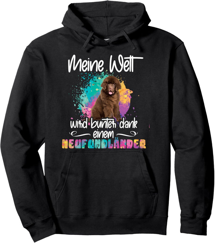 Welt wird bunt dank Neufundländer Hund Hunde Pfoten cool Fun Pullover Hoodie
