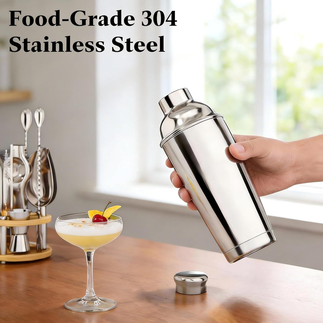 25 Stück Cocktail Shaker Set, 700ml Edelstahl Barkeeper Set mit Boston Shaker und Bar Zubehör, Mixol
