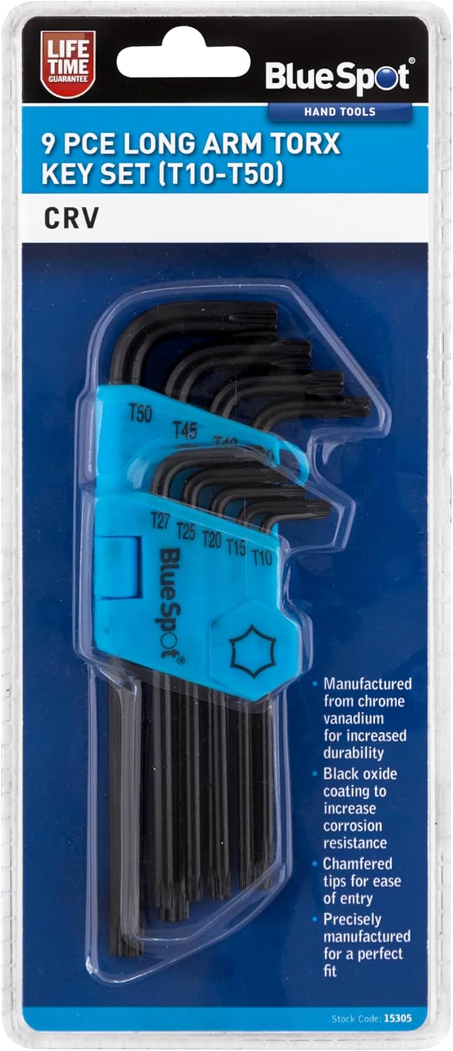BlueSpot Tools 15305 Torx-Schlüssel-Set, langarm, 9-teilig