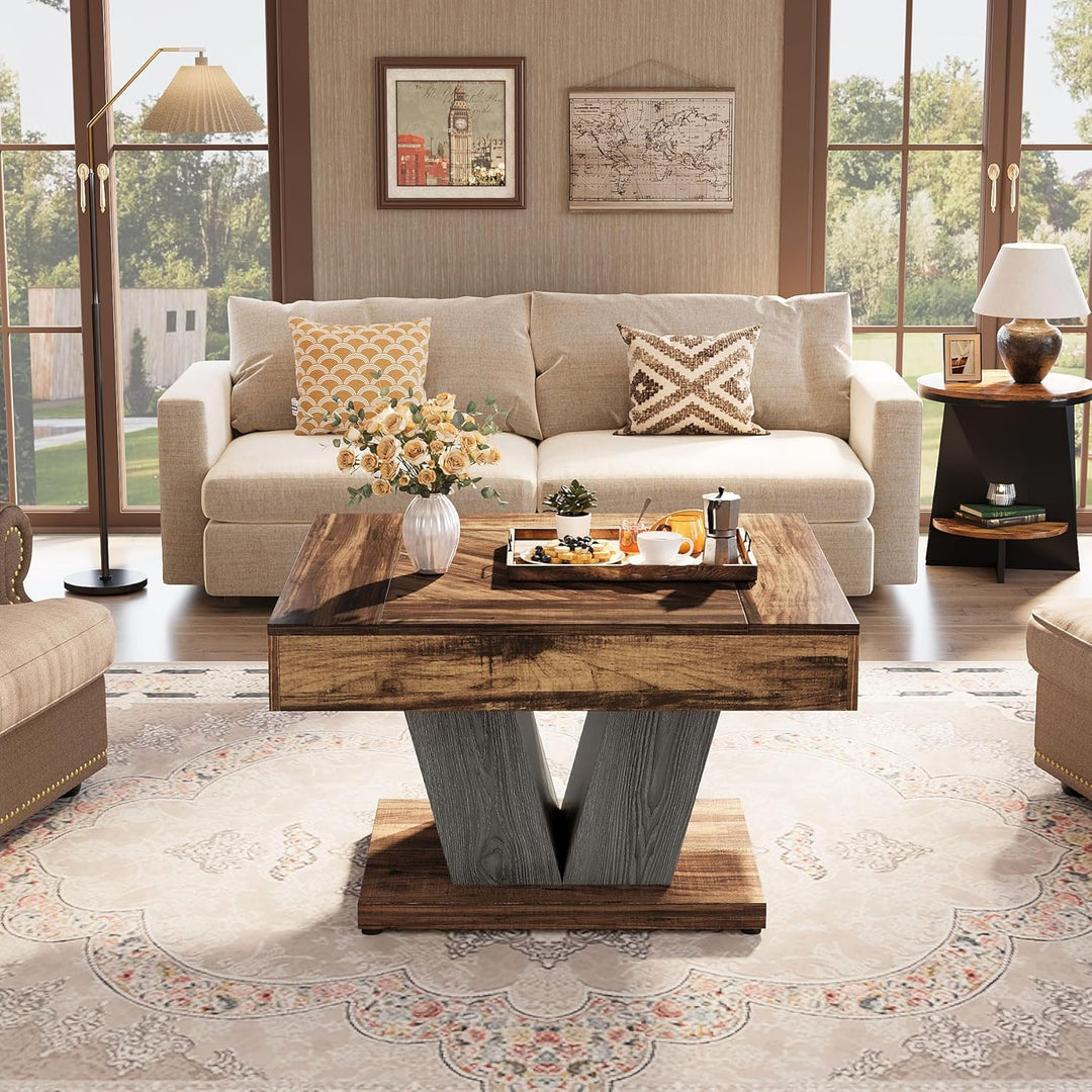 Tribesigns Quadratischer Kaffeetisch, quadratischer Holz-Kaffeetisch für Wohnzimmer, 80 cm, moderner