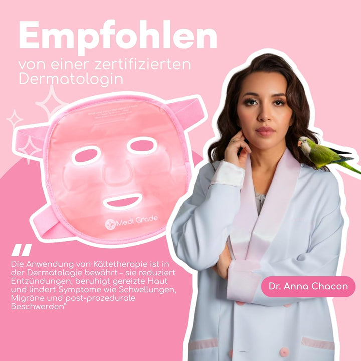 Medi Grade Kühlmaske Gesicht und Kühlende Augenpads, Rosa – Augenmaske Kühlend mit Geltechnologie, G