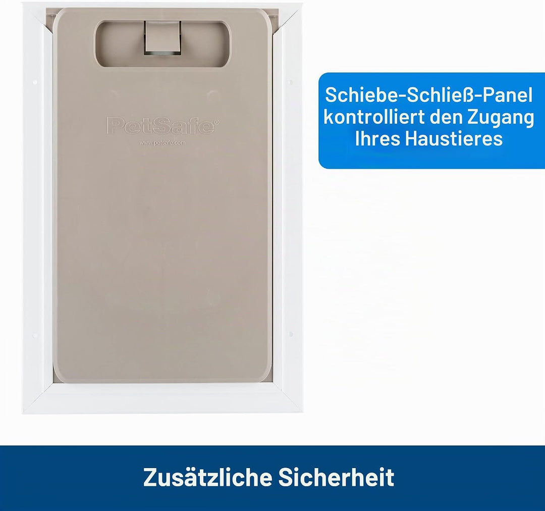 PetSafe Haustiertür für Hunde und Katzen, mit Teleskop-Tunnel, Weiss, gross Weiss L, Weiss L