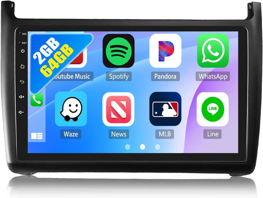 8Core CAMECHO Android 13 Autoradio Doppel Din mit Navi für VW Polo 6R 6C 2008-2016,2G+64G丨9 Zoll Bil