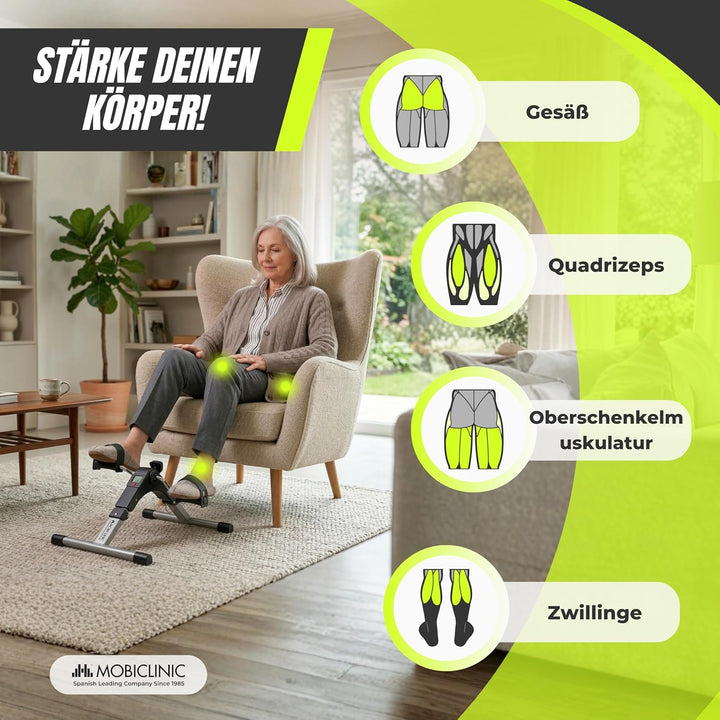 Mobiclinic®, Pedaltrainer, Klappbar, Einstellbarer Widerstand, LCD-Display, für Arme und Beine, kein