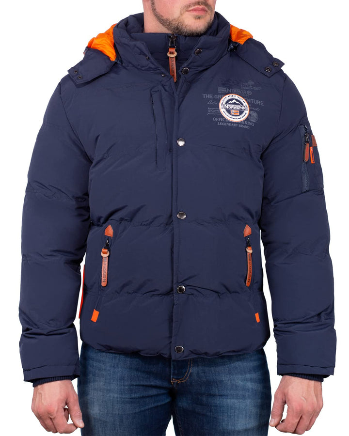 Geographical Norway Herren Winterjacke mit Kapuze Full Zip gefüttert Wind- und Kälteabweisend schnel
