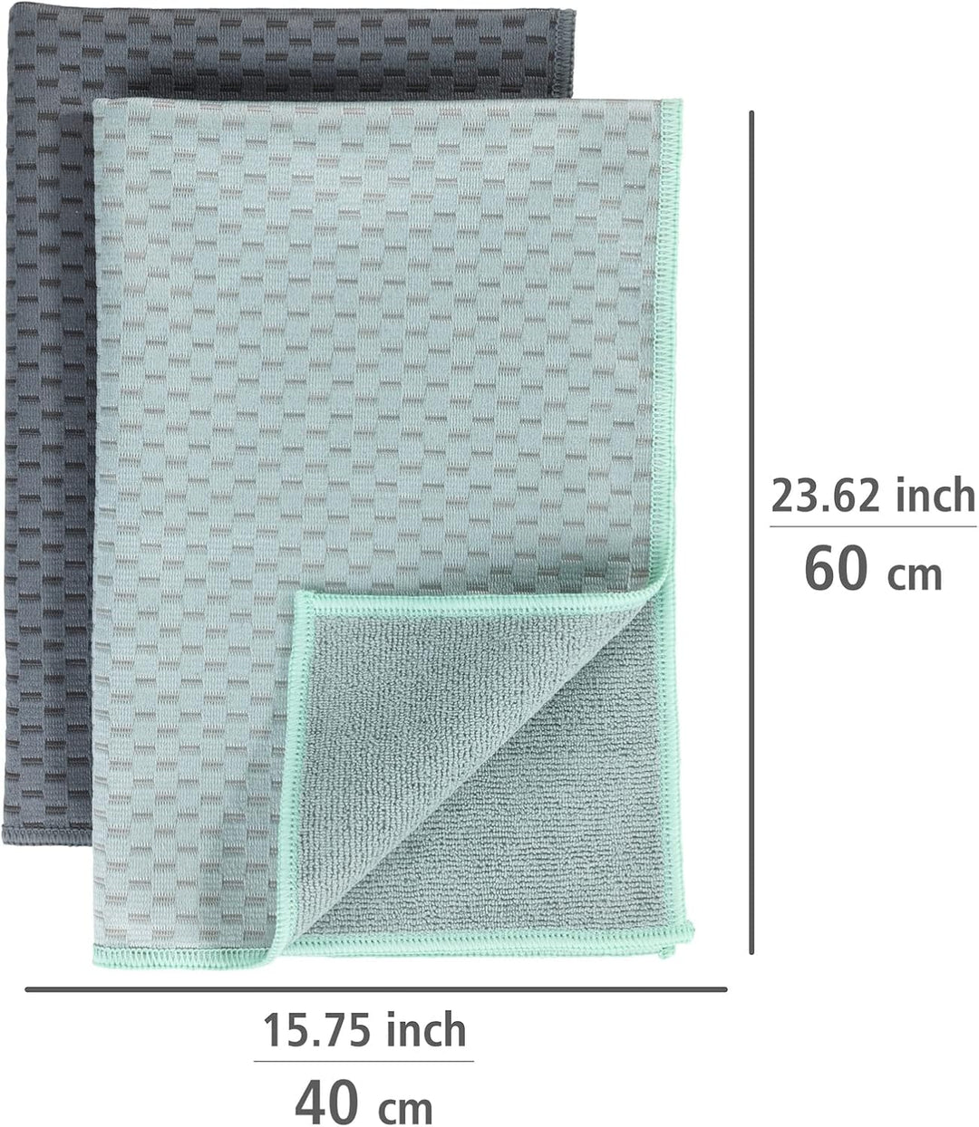 WENKO Mikrofaser Geschirrtücher Miko 2er Set, 2 Handtücher, Polyester, Grau, 40 x 0 x 60 cm, 5474110