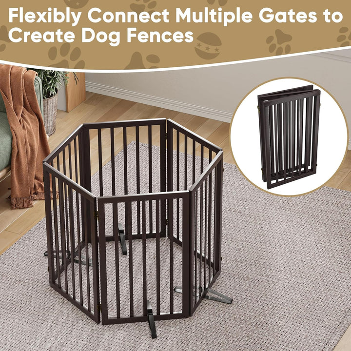 Freistehendes Hundegitter, Faltbares Hundebarriere für Tür,Treppen,Flur,Küche &amp; Schlafzimmer, Freist