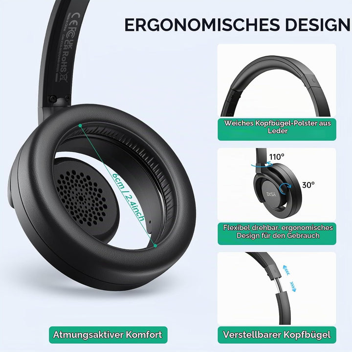 EKSA H27 PC Headset mit Mikrofon, Open-Ear Headset mit Kabel, Headset mit Geräuschunterdrückung, USB