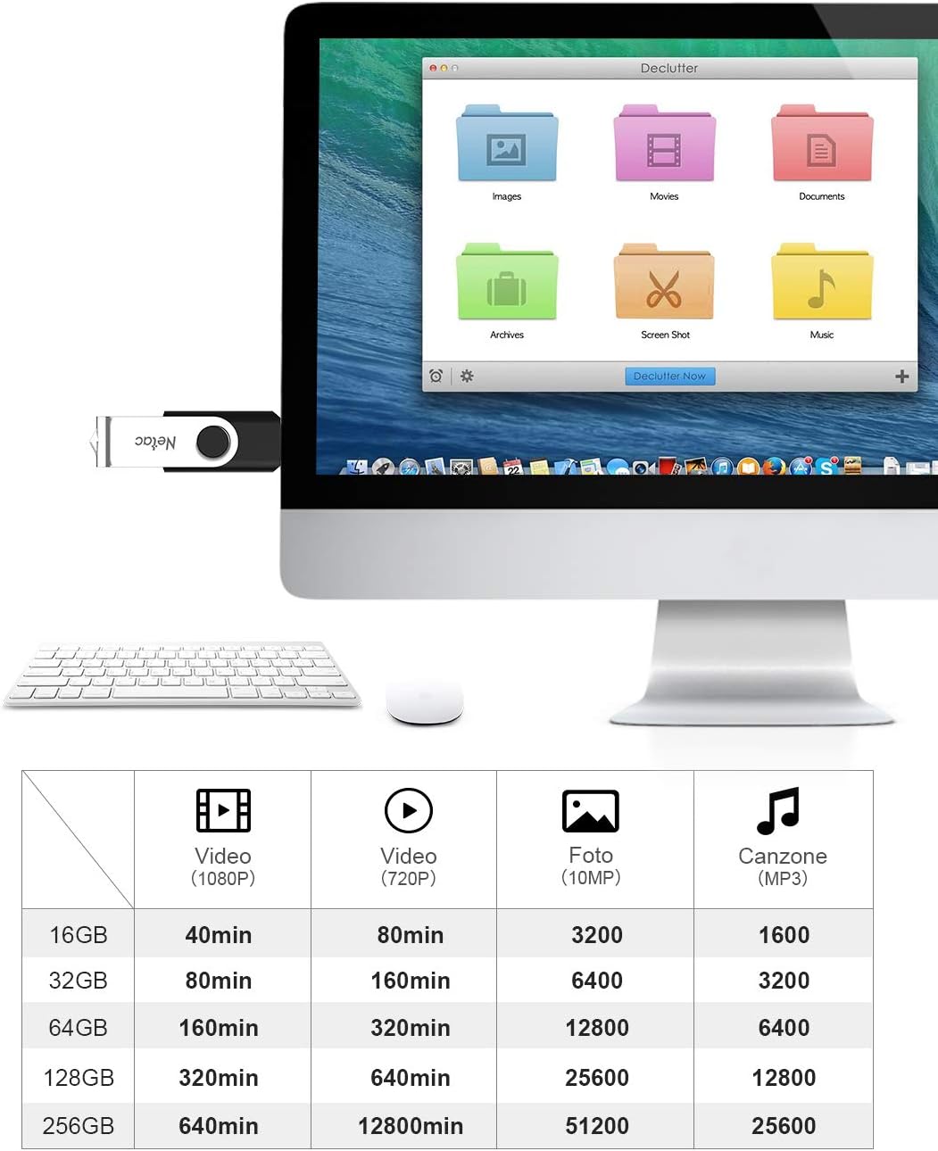 Netac 256G USB 3.2 Flash Drive，360° Rotation Pen Drive，USB Flash Drive Lesegeschwindigkeit bis zu 90