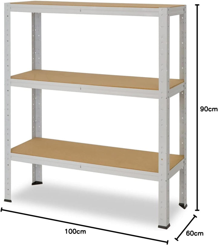 shelfplaza® 90x100x60cm Office Lagerregal Büro Schwerlastregal lichtgrau/Metall Regal Büro mit 3 Böd