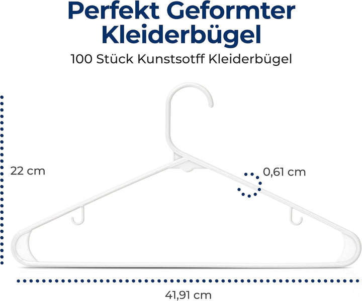 SereneLife Kleiderbügel Weiss 100 Stück, Clothes Hanger, Kleiderbügel Kunststoff, Kleiderbügel platz