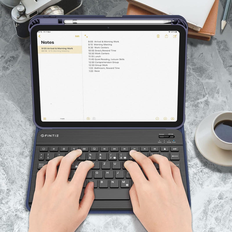 Fintie Tastatur Hülle für iPad 10. Generation 2022 (10.9 Zoll), Schutzhülle mit TPU Rückschale, Penc