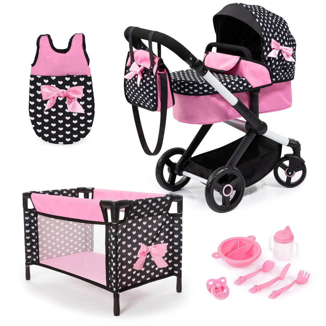 Bayer Design 17060AB Puppenwagen Xeo, Verstellbarer Griff, Schwenkschieber, wandelbar als Jogger, Sc