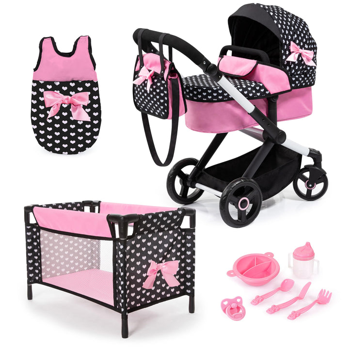 Bayer Design 17060AB Puppenwagen Xeo, Verstellbarer Griff, Schwenkschieber, wandelbar als Jogger, Sc