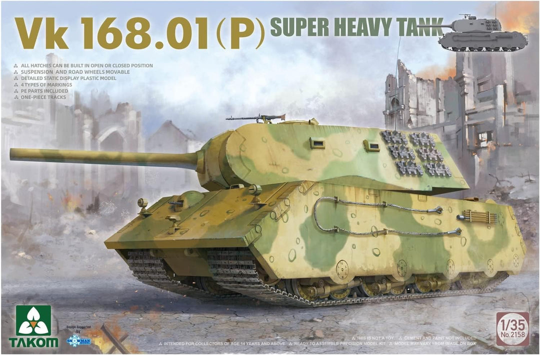 Takom 2158 TAK2158 VK168.01 (P) Super Heavy Tank Massstab 1:35 - Modellbau